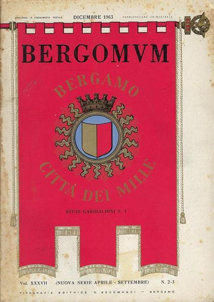 Studi Garibaldini, n.4. Supplemento a Bergomum vol. XXXVII - copertina