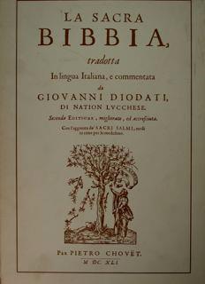 La Sacra Bibbia tradotta in lingua Italiana, e commentata da Giovanni  Diodati di Nation Lucchease. Seconda