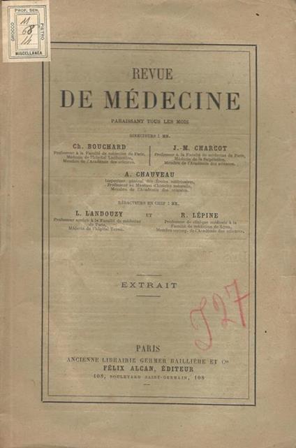 Sur une auto-intoxication d'origine rénale avec élévation de la température et dyspnée - R. Lépine - copertina