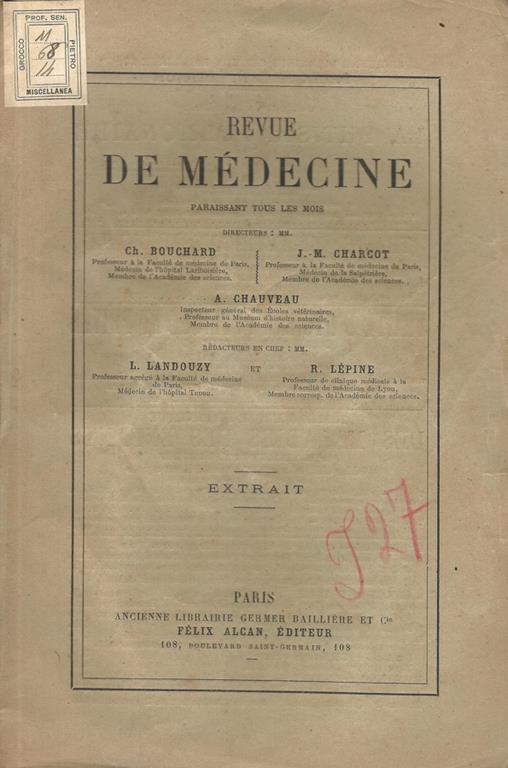 Sur une auto-intoxication d'origine rénale avec élévation de la température et dyspnée - R. Lépine - copertina