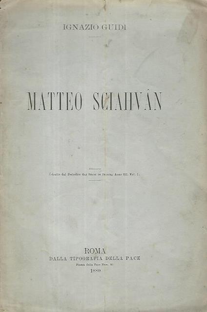 Matteo Sciahvan - Ignazio Guidi - copertina
