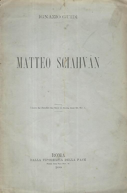 Matteo Sciahvan - Ignazio Guidi - copertina