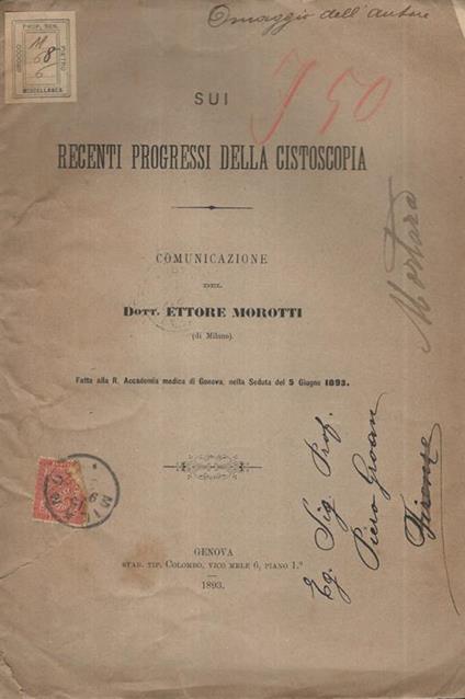 Sui recenti progressi della Cistoscopia. Comunicazione - Ettore Morotti - copertina