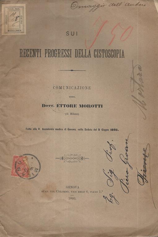 Sui recenti progressi della Cistoscopia. Comunicazione - Ettore Morotti - copertina