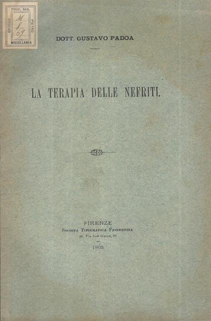 La terapia delle Nefriti - copertina