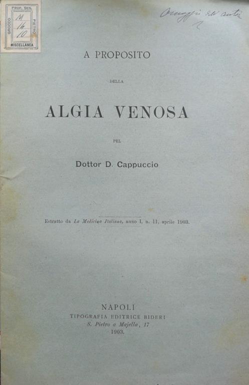 A proposito della algia venosa - copertina