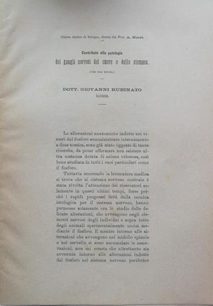 Contributo alla patologia dei gangli nervosi del cuore e dello stomaco - copertina
