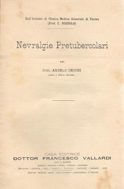 Nevralgie pretubercolari - copertina