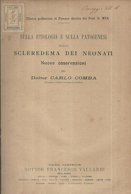 Sulla Etiologia e sulla patogenesi dello scleredema dei neonati - copertina
