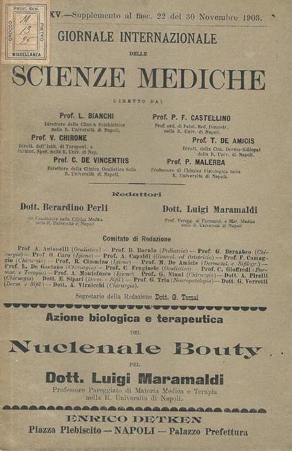Azione biologica e terapeutica del Nuclenale Bouty - Luigi Maramaldi - copertina