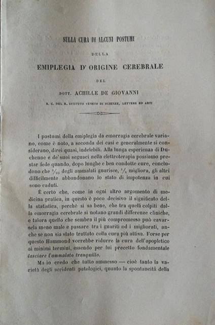Sulla cura di alcuni postumi della emiplegia d'origine cerebrale - copertina
