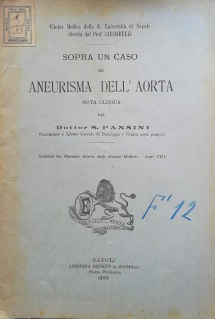 Sopra un caso di aneurisma dell'aorta - copertina