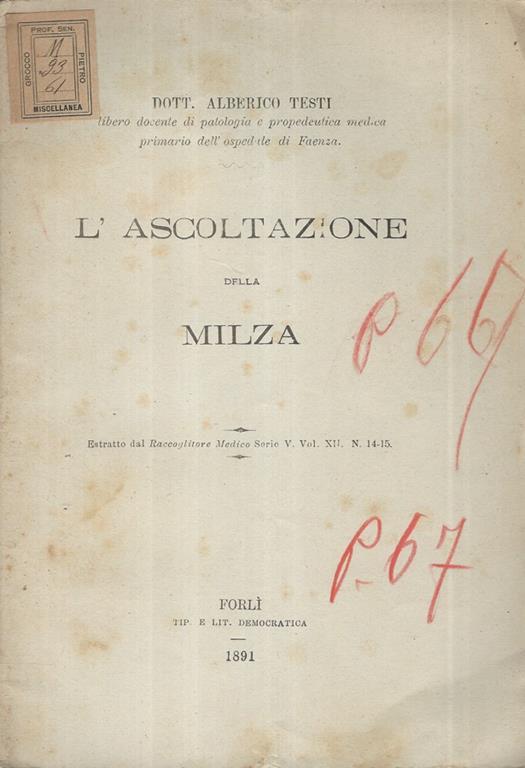 L' ascoltazione della Milza - copertina