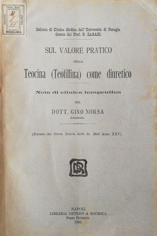 Sul valore pratico della teocina (teofillina) come diuretico - copertina