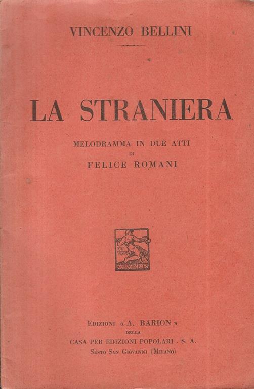 La straniera - Vincenzo Bellini - copertina