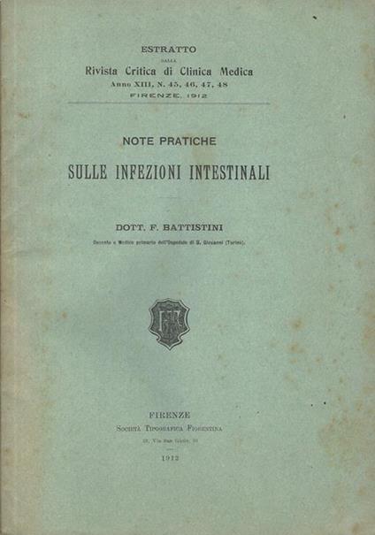 Sulle infezioni intestinali. Note pratiche - copertina