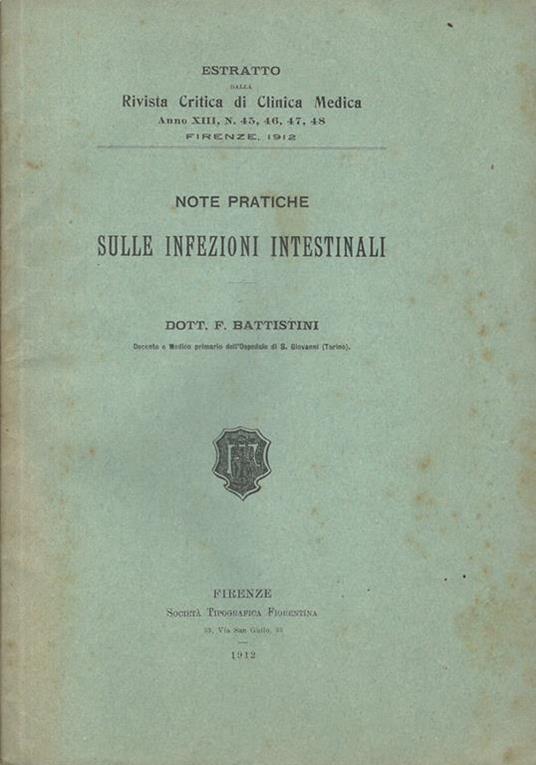 Sulle infezioni intestinali. Note pratiche - copertina