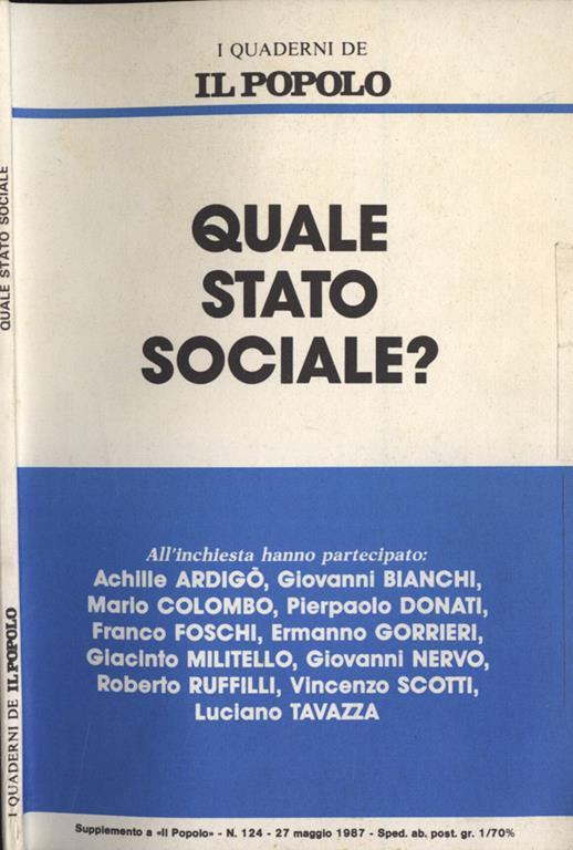 Quale stato sociale? - copertina