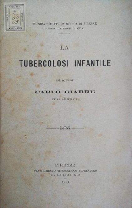 La tubercolosi infantile - copertina
