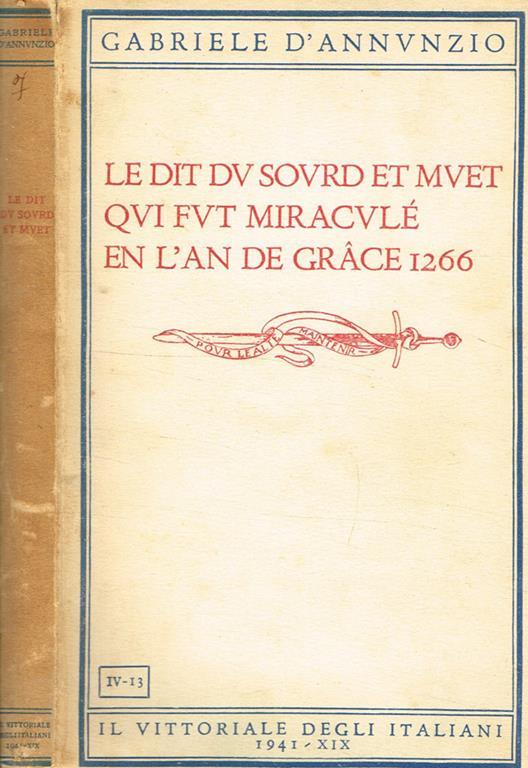 Le dit du sourd et muet qui fut miraculé en l'an de Grace 1266 - Gabriele D'Annunzio - copertina