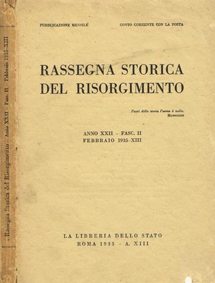 Rassegna storica del Risorgimento anno XXII fasc.II - copertina