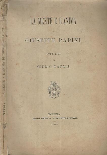 La mente e l'anima di Giuseppe Parini - Giulio Natali - copertina