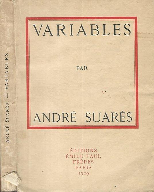 Variables - André Suares - copertina