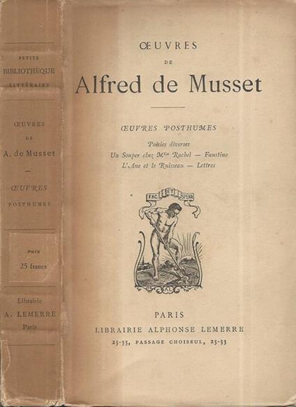 Oeuvres Posthumes - Alfred de Musset - copertina