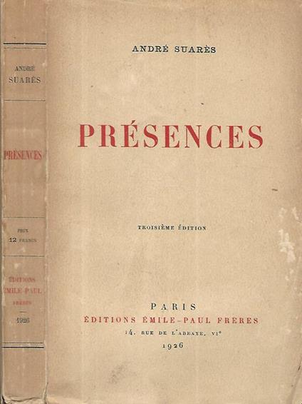 Presences - André Suares - copertina