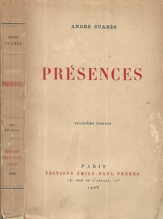Presences - André Suares - copertina