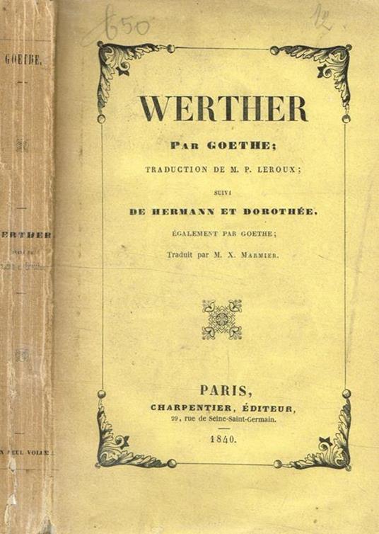 Werther. Hermann et Dorothée - Johann Wolfgang Goethe - copertina