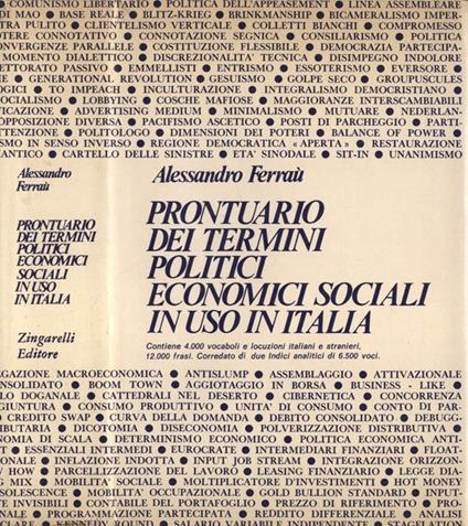 Prontuario dei termini politici, economici, sociali in uso in Italia - Alessandro Ferraù - copertina