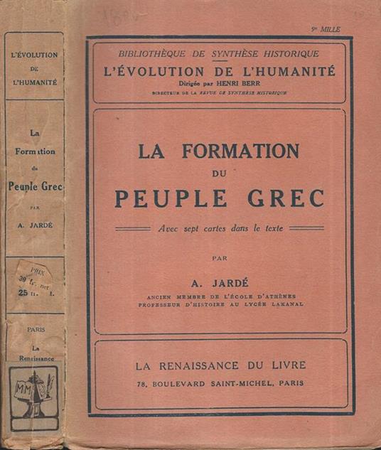La formation du peuple grec - A. Jardè - copertina