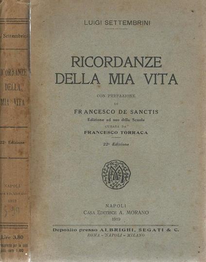 Ricordanze della mia vita - Luigi Settembrini - copertina