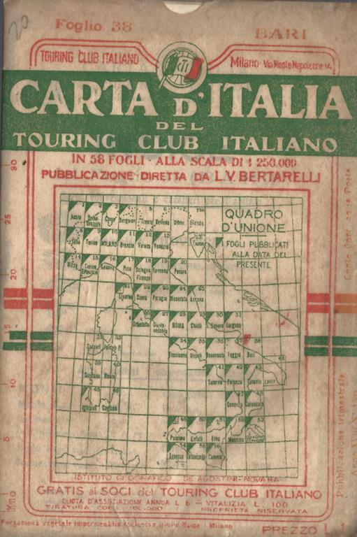 Carta d'Italia. Foglio 38. Bari - Luigi V. Bertarelli - copertina