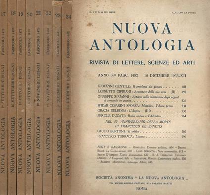 Nuova antologia 1933. Rivista di lettere scienze ed arti - copertina