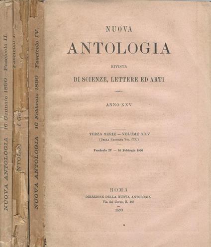 Nuova antologia 1890. Rivista di lettere scienze ed arti - copertina