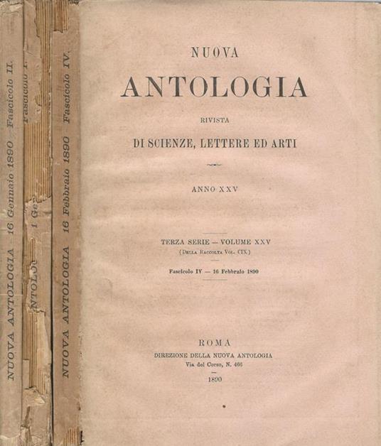 Nuova antologia 1890. Rivista di lettere scienze ed arti - copertina
