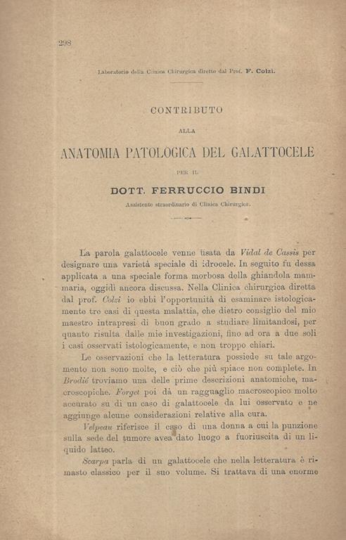 Contributo alla Anatomia patologica del Galattocele - copertina