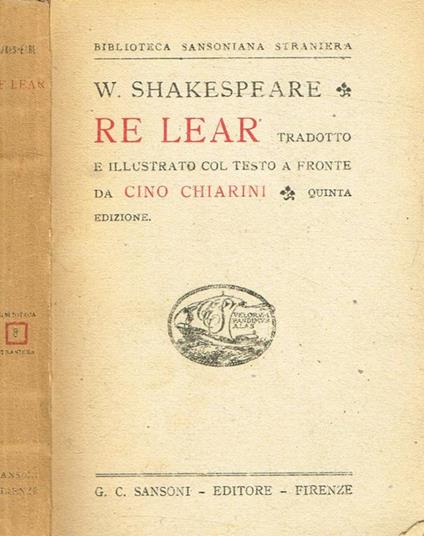 Re Lear - William Shakespeare - copertina