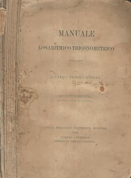 Manuale logaritmico-trigonometrico - copertina