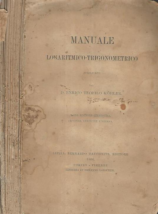 Manuale logaritmico-trigonometrico - copertina