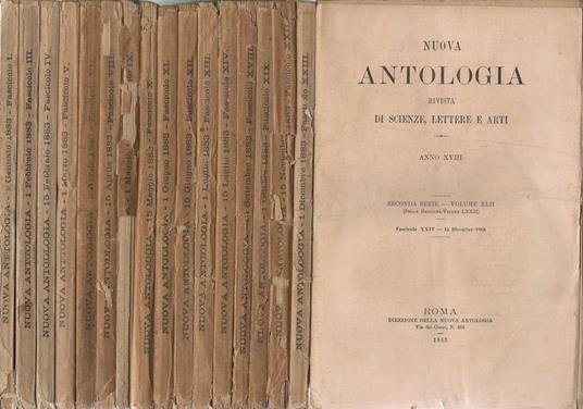 Nuova antologia 1883. Rivista di lettere scienze ed arti - copertina