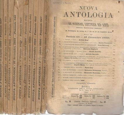 Nuova antologia 1898. Rivista di lettere scienze ed arti - copertina