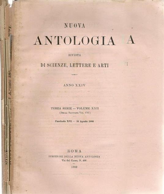 Nuova antologia 1889. Rivista di scienze lettere e arti - copertina