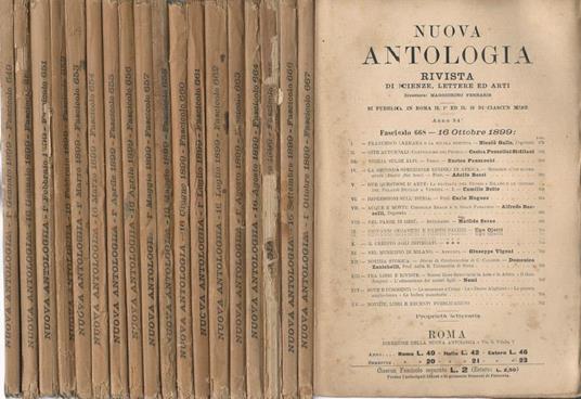 Nuova antologia 1899. Rivista di lettere scienze ed arti - copertina