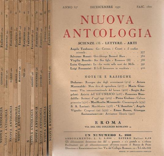 Nuova antologia 1950. Lettere arti e scienze - copertina