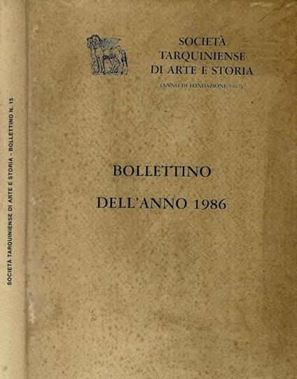 Società Tarquiniense si Arte e Storia (Anno di fondazione 1917). Bollettino dell'anno 1986 - copertina