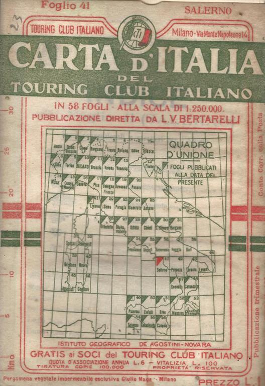 Carta d'Italia. Foglio 41. Salerno - Luigi V. Bertarelli - copertina