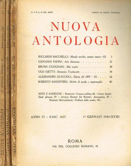 Nuova antologia anno 75 fasc.1627 1628 1633 - Luigi Federzoni - copertina
